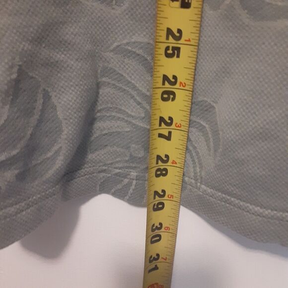 Caribbean Adult Mens L Gray Silk Blend Short Sleeve Polo Shirt Floral - Picture 7 of 7